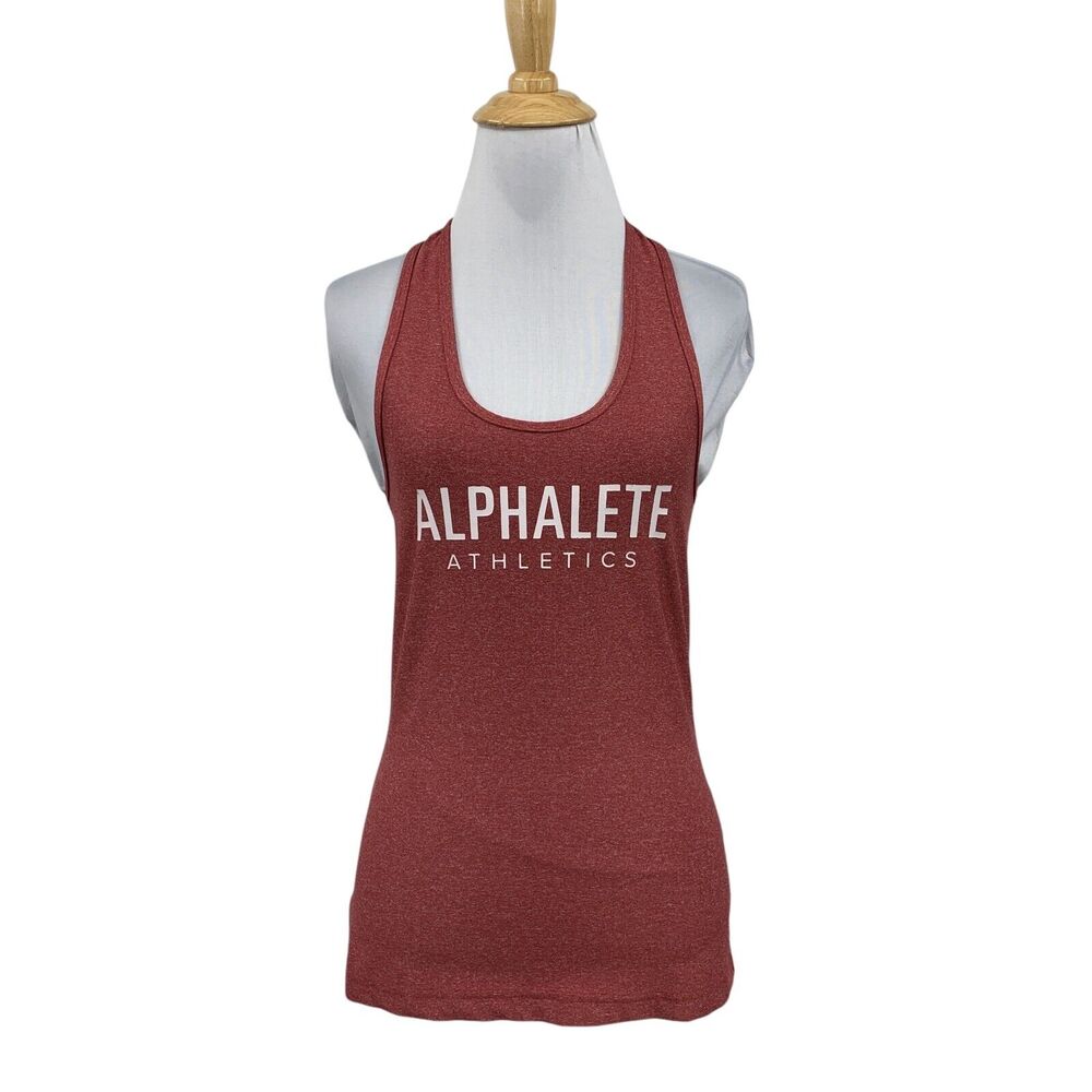 Alphalete Tank Top Womens Medium Red Performance Racerback Scoop Neck Spell Out